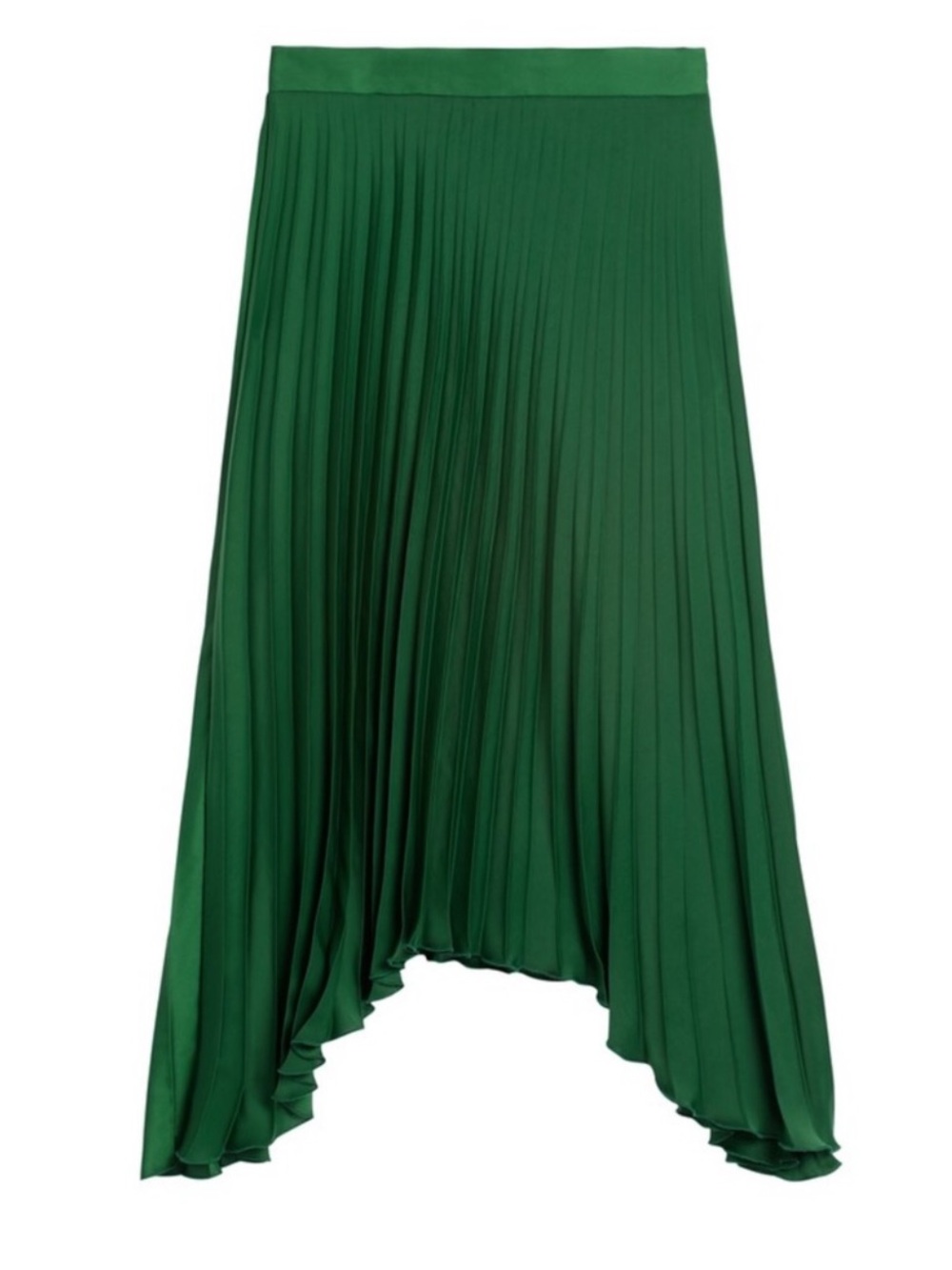 Banana Republic pleated satin skirt in green